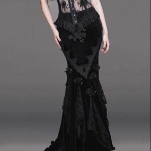 Velvet Eva Lady, Devil Fashion, Vampire Freaks Gothic Morticia Mermaid Skirt